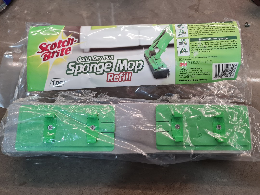3M Scotch Brite Sponge Mop Refill, Furniture & Home Living, Cleaning