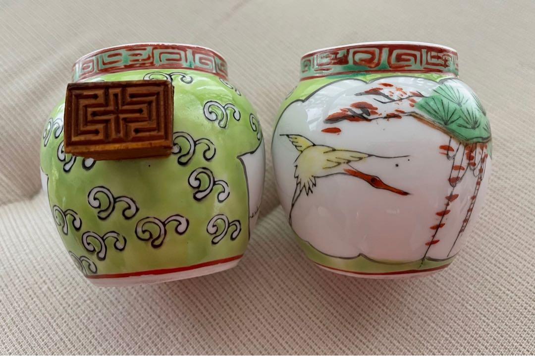 中國景德鎮五十年代手繪粉彩松烏紋鳥食罐（雀杯）, 興趣及遊戲, 收藏品 