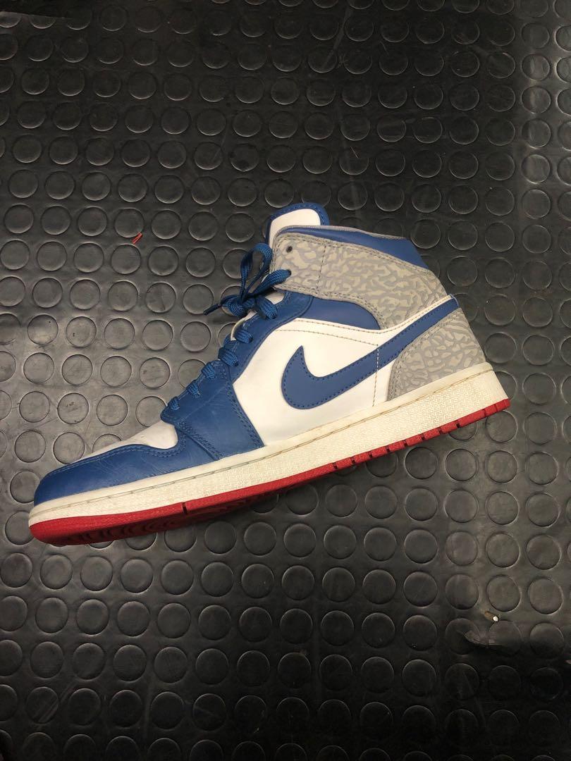 Air Jordan 1 Retro Mid True Blue 9 US M Men s Fashion Footwear Sneakers on Carousell