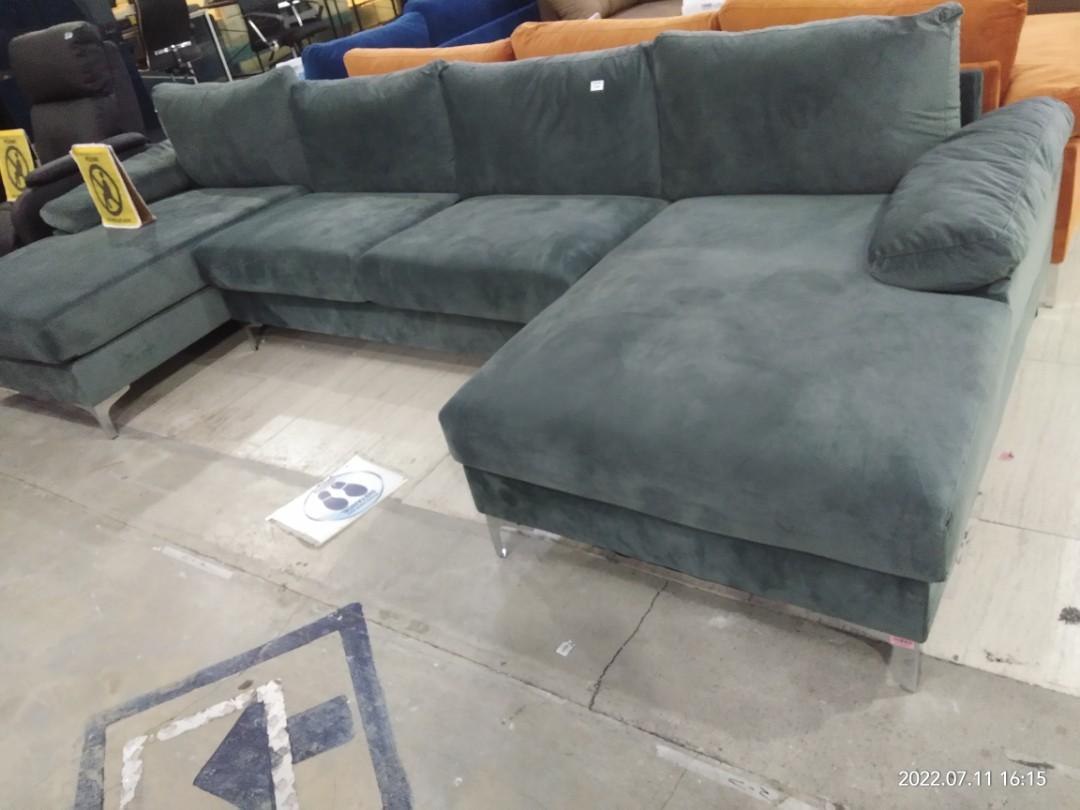 Amanda xl modern velvet top oversized sectional sofa