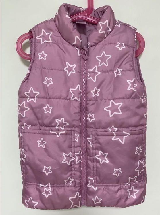 ANKO Authentic Girls Sleeveless Fleece Lined Padded Purple Star Winter Vest Jacket Sweater Size 7