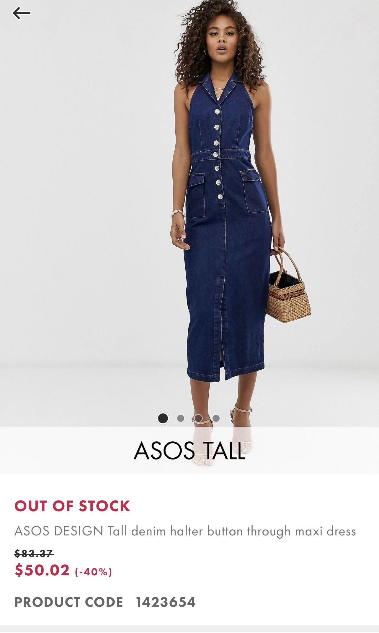 Denim halter maxi on sale dress