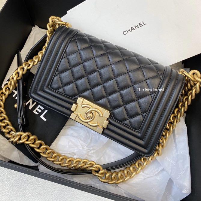 Chanel Boy Bag in Red Lambskin Leather with Gold Hardware  UFO No More