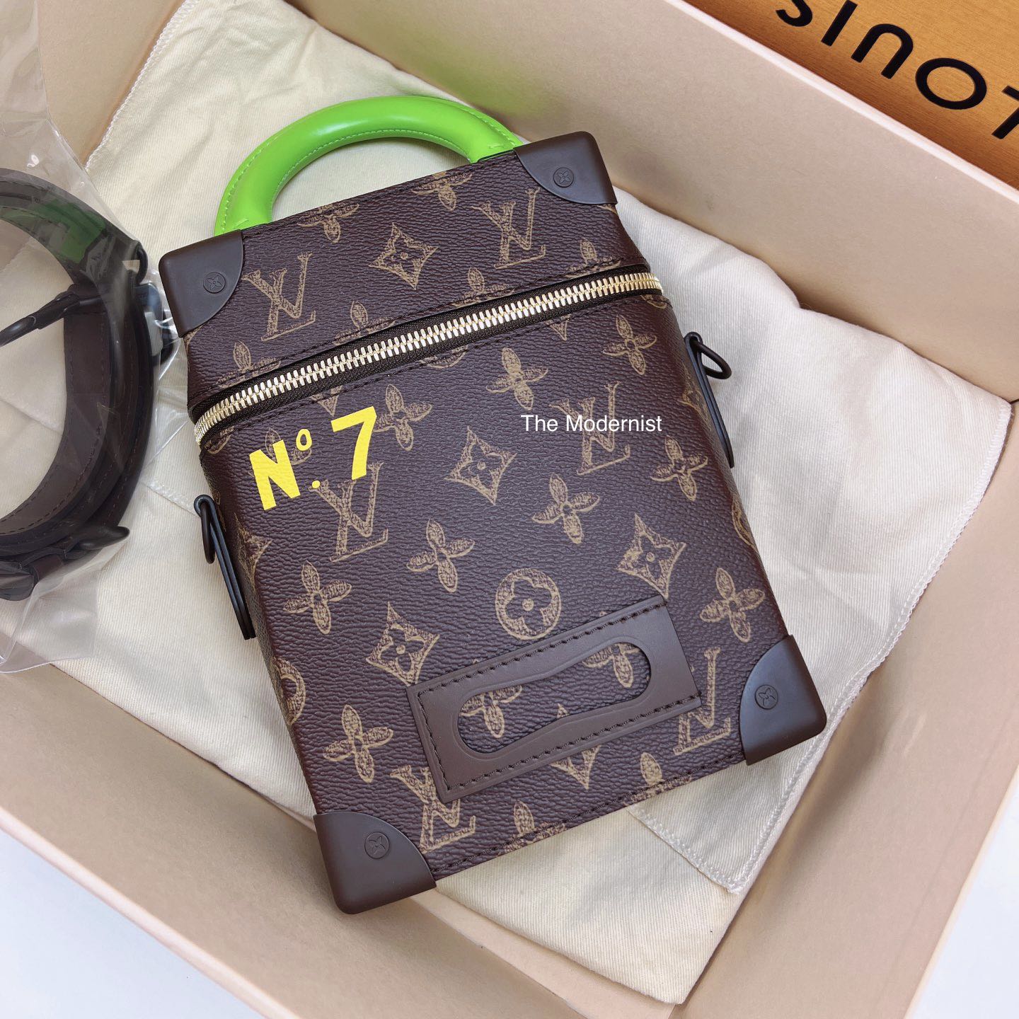 Virgil Abloh Brown and Green Monogram Coated Canvas No. 7 Vertical Box  Trunk Gold Hardware, 2022