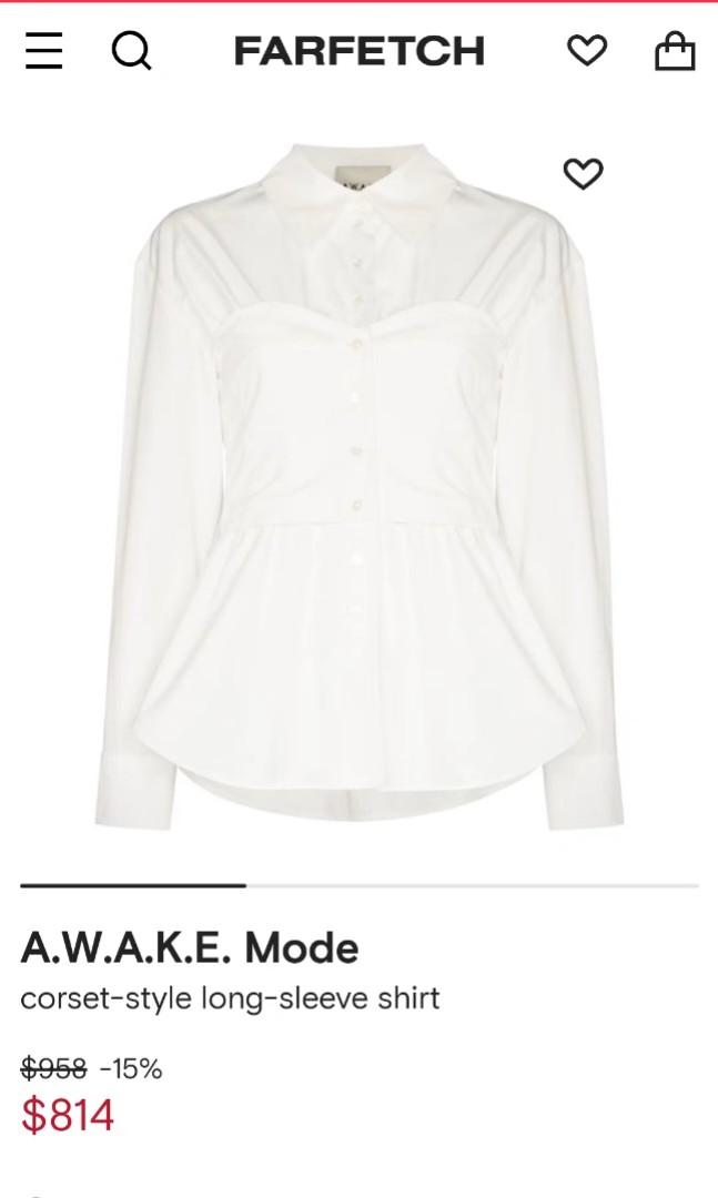 A.W.A.K.E. Mode white corset shirt