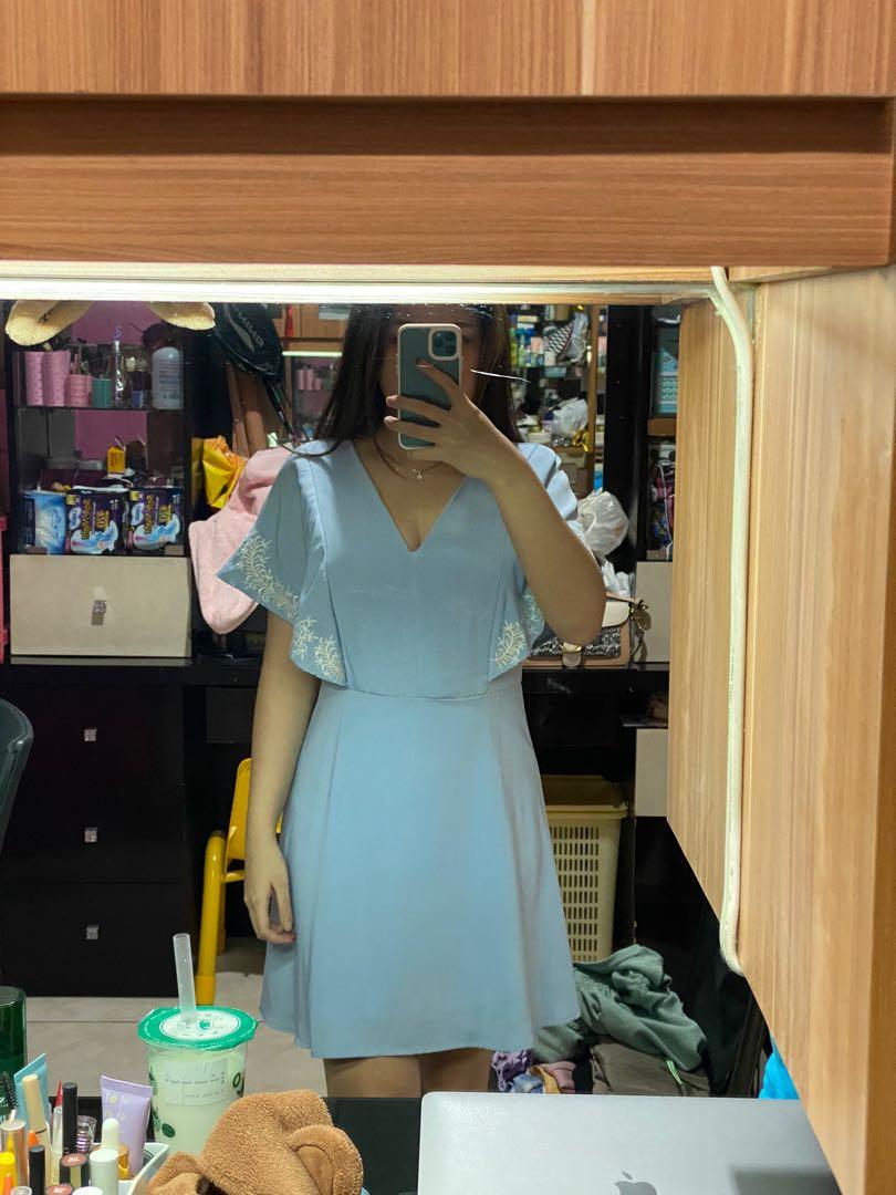 Baby Blue Dress, Fesyen Wanita, Pakaian 