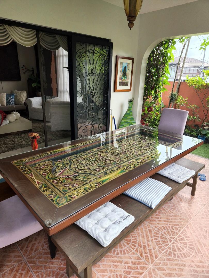 Balinese door turned to an 8 seater dining table, Furniture & Home