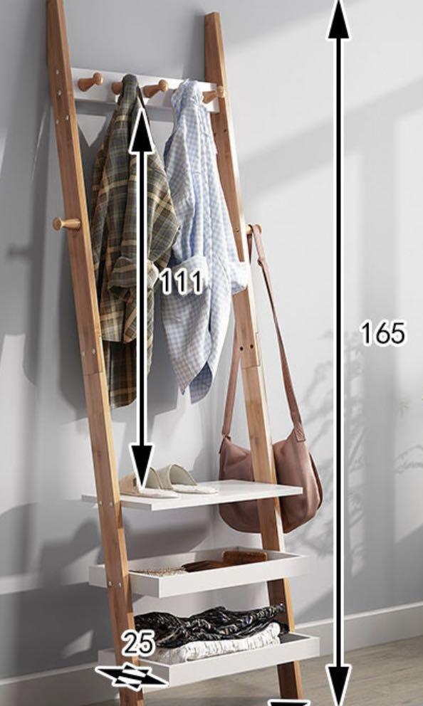 Bamboo ladder bookshelf floor rack, Furniture & Home Living, Furniture