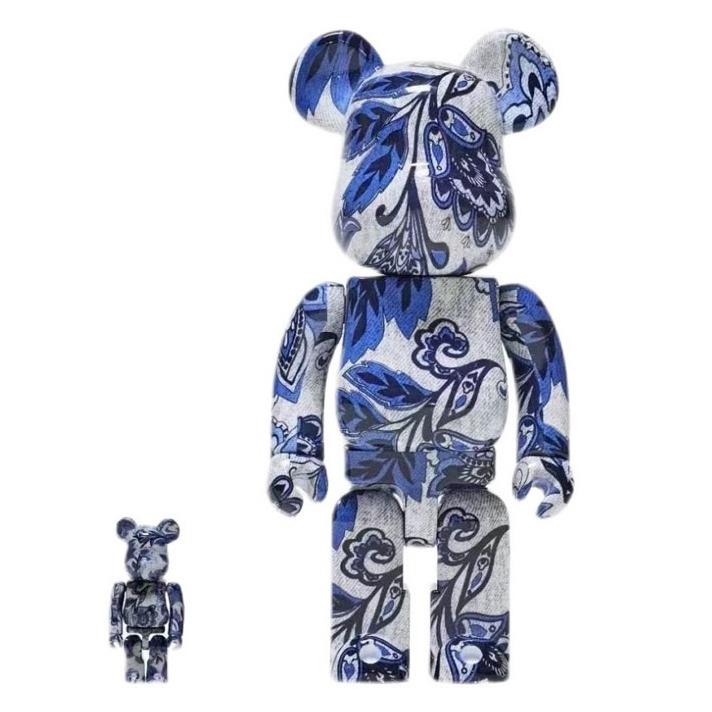 Be@rbrick Innersect 2021 100% & 400% Bearbrick Blue and White Porcelain  Figure