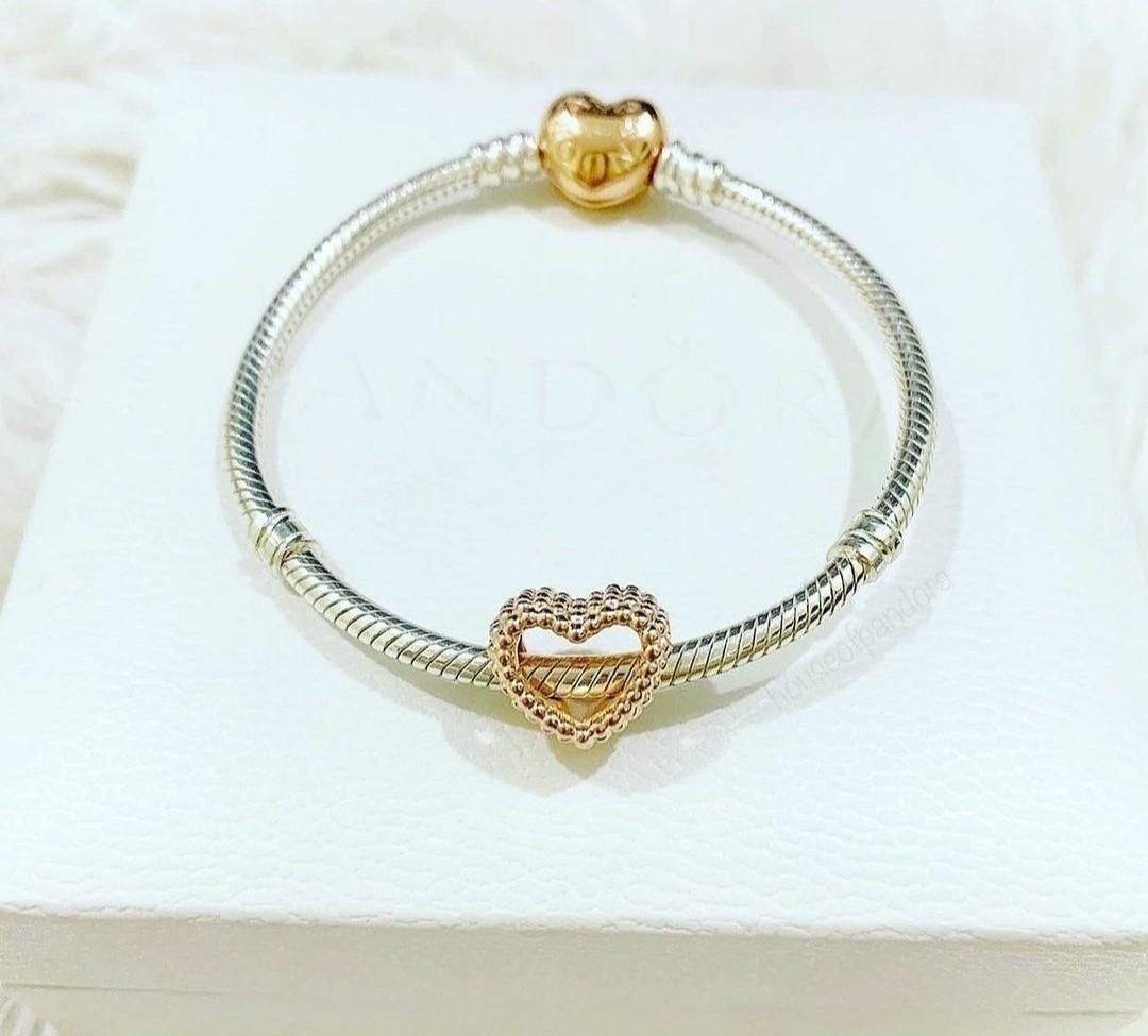 PANDORA AUTH GOLD SHINE HEART CLASP 