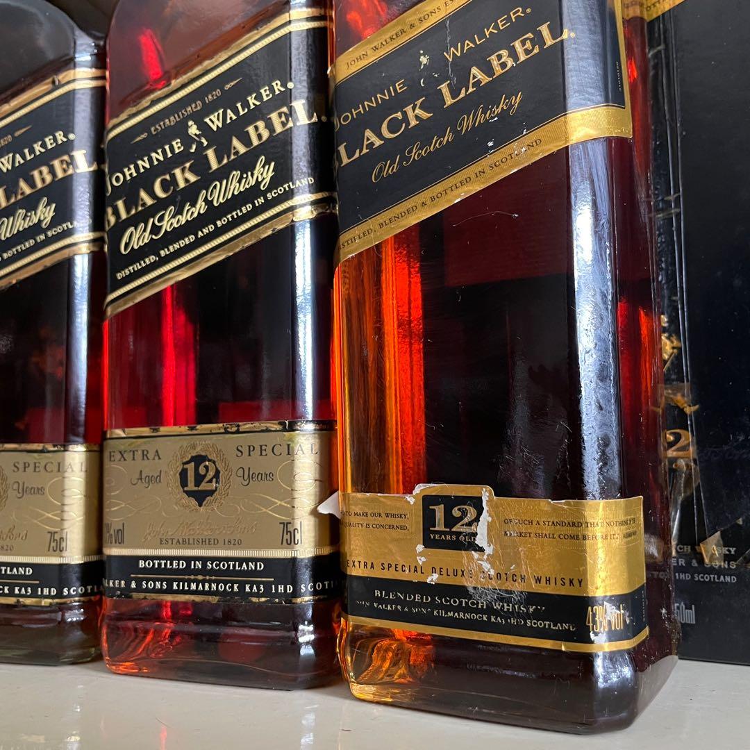 Black Label Whisky Johnnie Walker Vintage bottles 43% ABV 750ml
