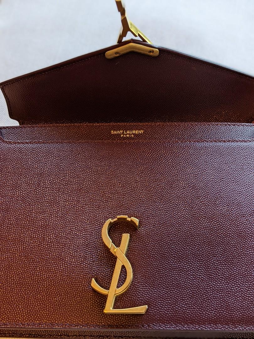 Yves Saint Laurent, Bags, Ysl Cassandra Chain Wallet In Grain De Poudre  Embossed Leather Rouge Opyum