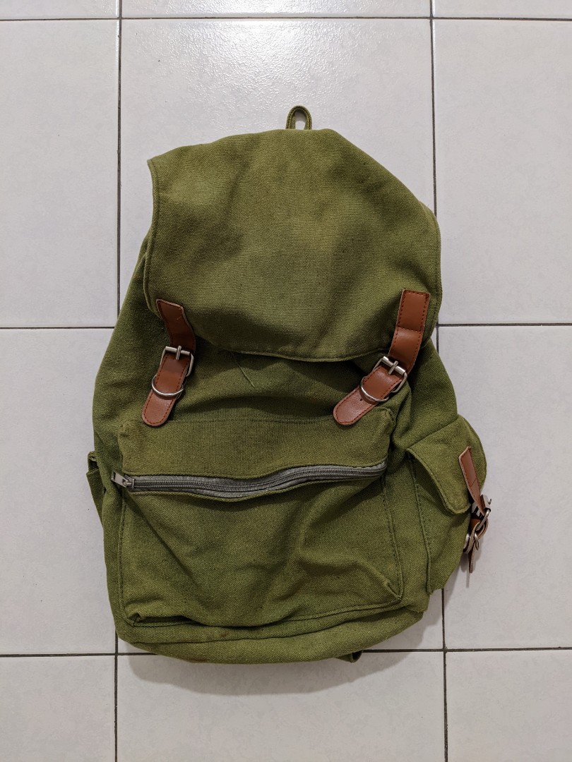 Army green backpack top purse