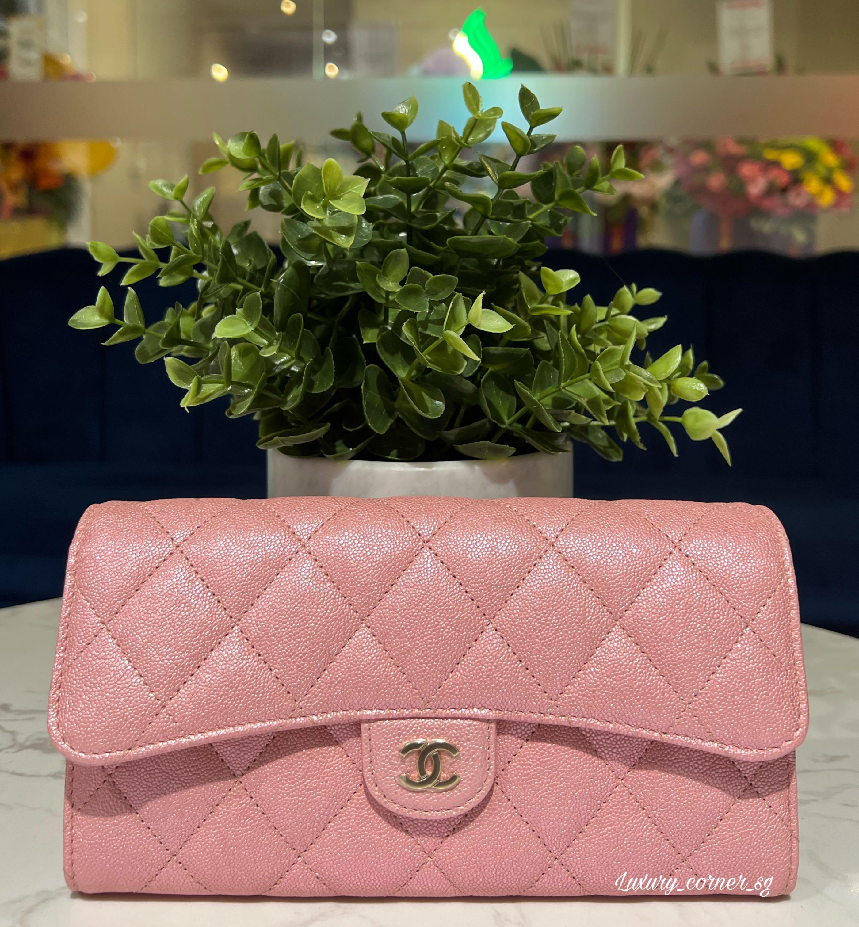 CHANEL CLASSIC LONG WALLET 19S IRIDESCENT PINK, Luxury, Bags