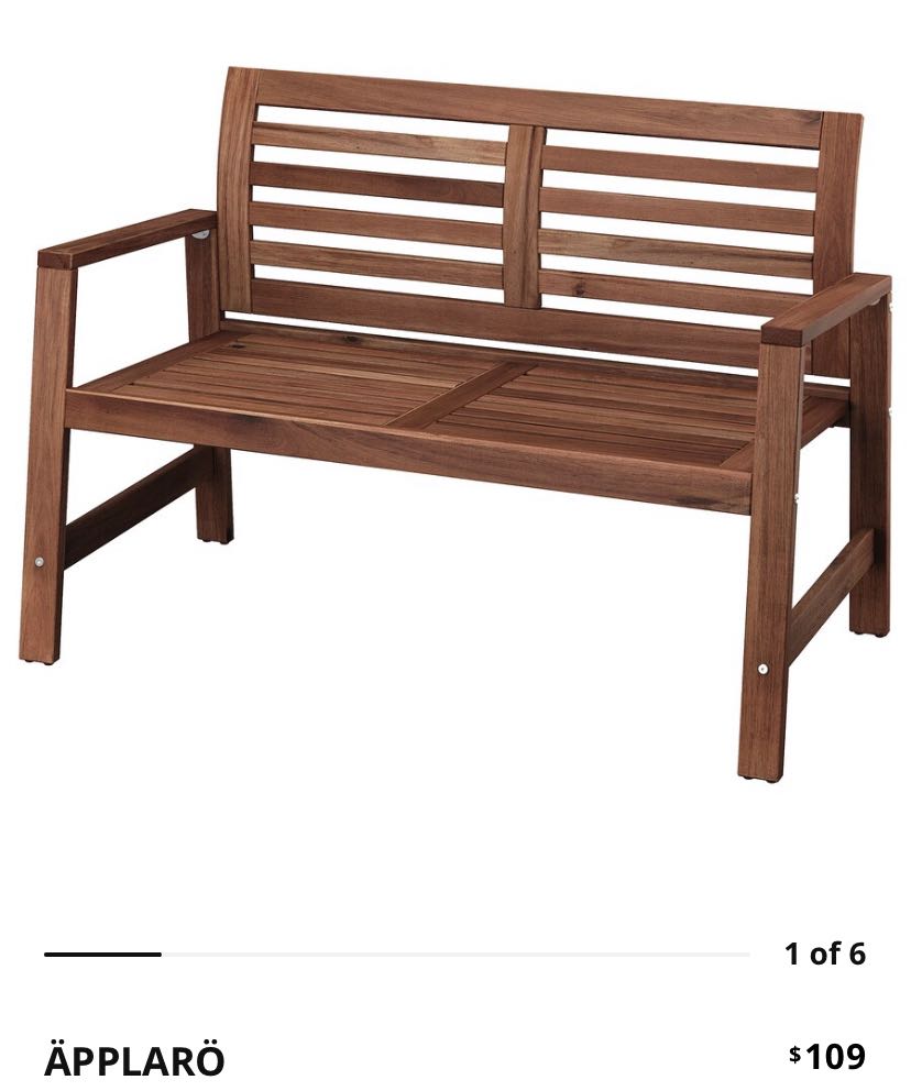 Clearance sale IKEA APPLARO Outdoor Bench with Backrest, Furniture