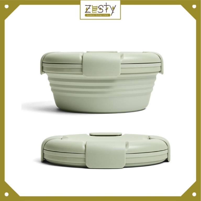 Collapsible Silicone Microwavable Round Container Lunch Bento