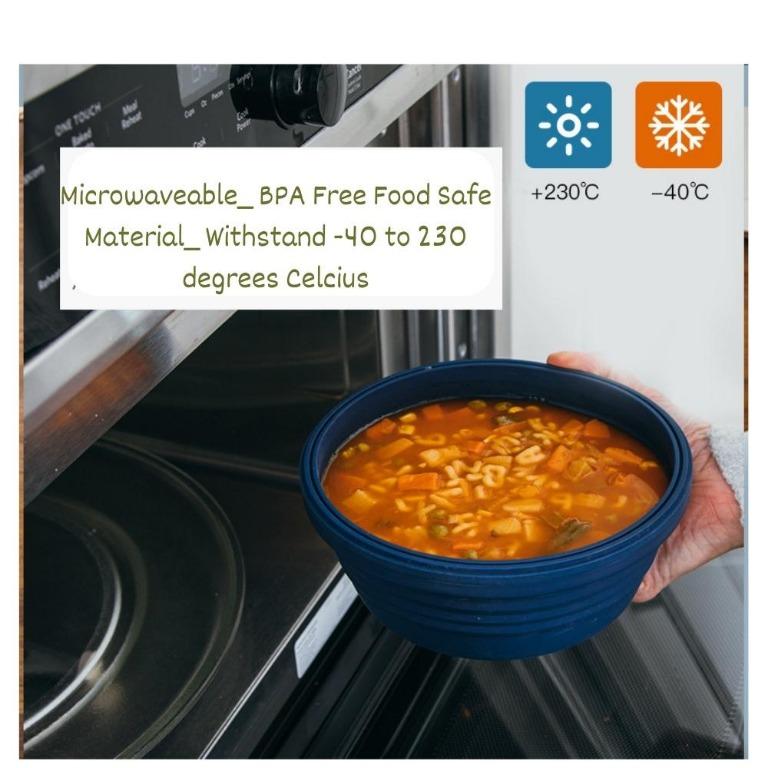 Collapsible Silicone Microwavable Round Container Lunch Bento