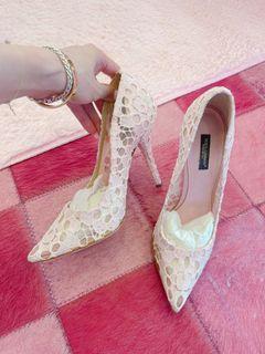 Dolce&Gabbana 粉紅蕾絲高跟鞋