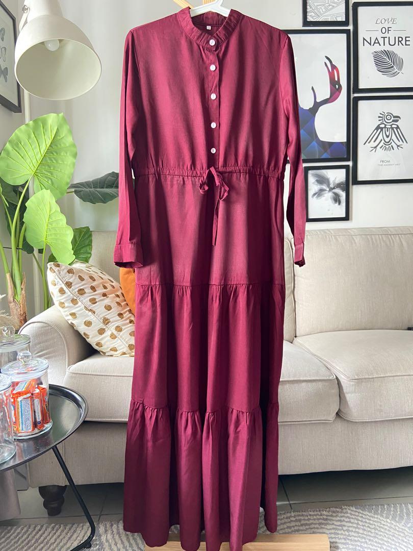 Plain maroon deals dress