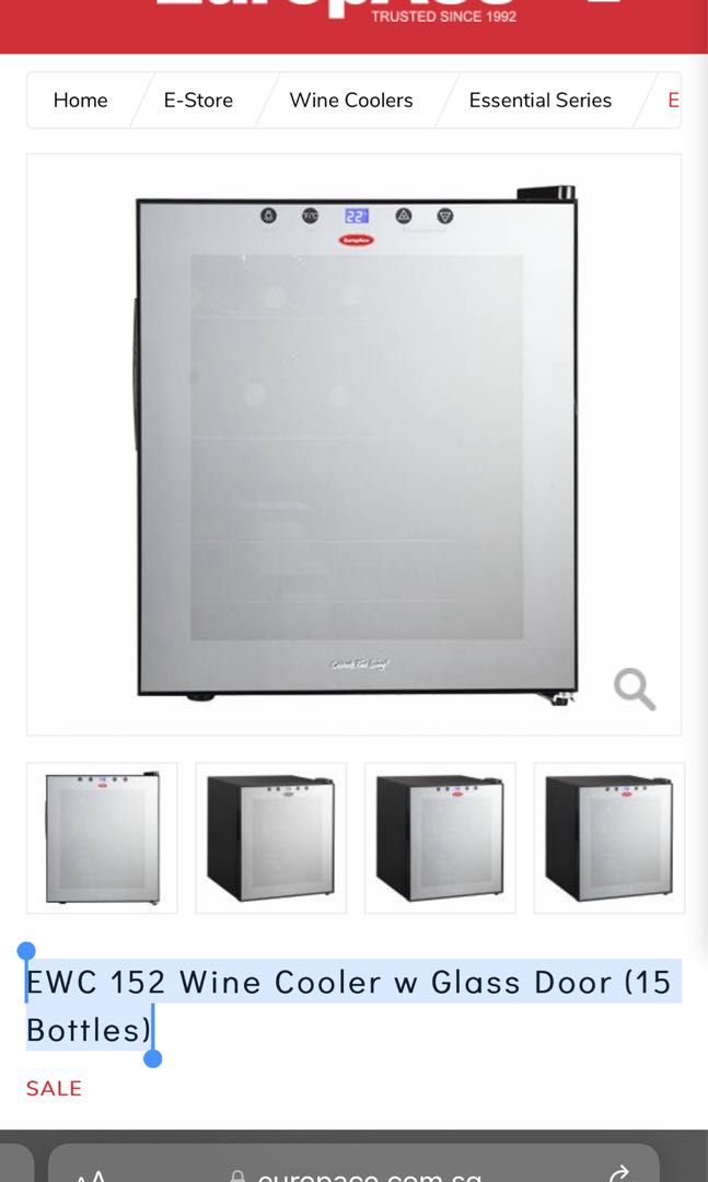 EuropAce EWC 152 Wine Cooler w Glass Door (15 Bottles), TV & Home