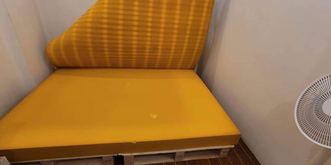 Family sized mattress and bedframe (pallet bed) for sale, Furniture
