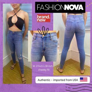 Fashion Nova Blue Ripped Skinny Jeans