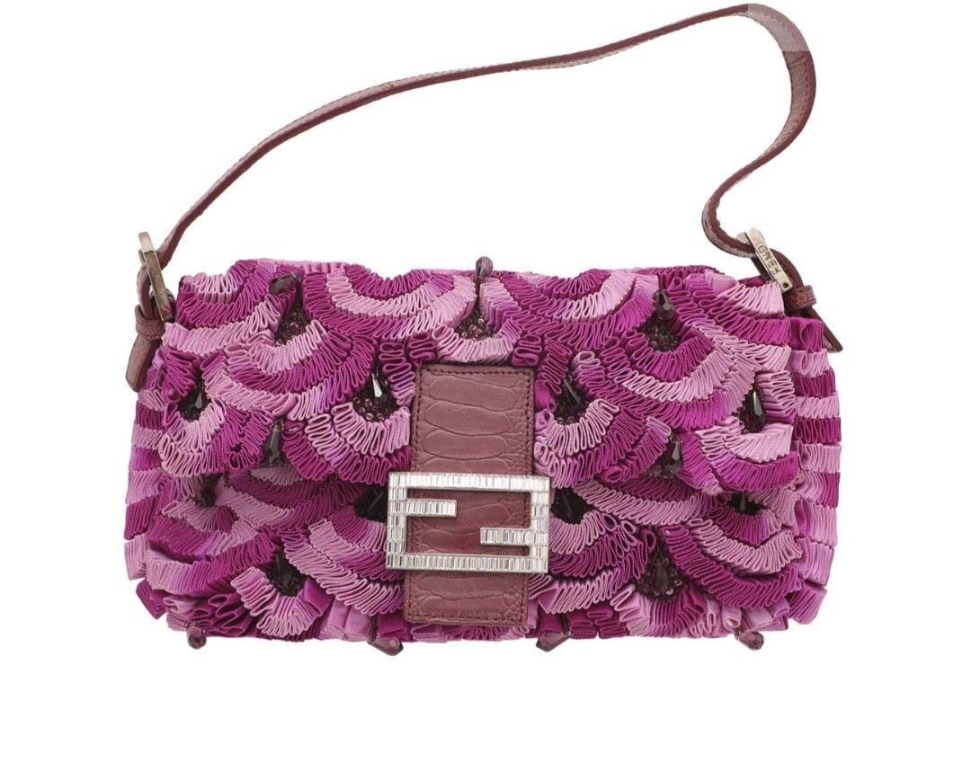 FENDI FF Zucchino Lilac Lavender Baguette Bag - Final Call