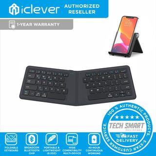 iClever BK06 Foldable Bluetooth Keyboard, Multi-device Wireless Keyboard, Ultra Slim Ergonomic Design with Stand Holder for iPhone, iPad, Smartphone, Tablet, Laptop