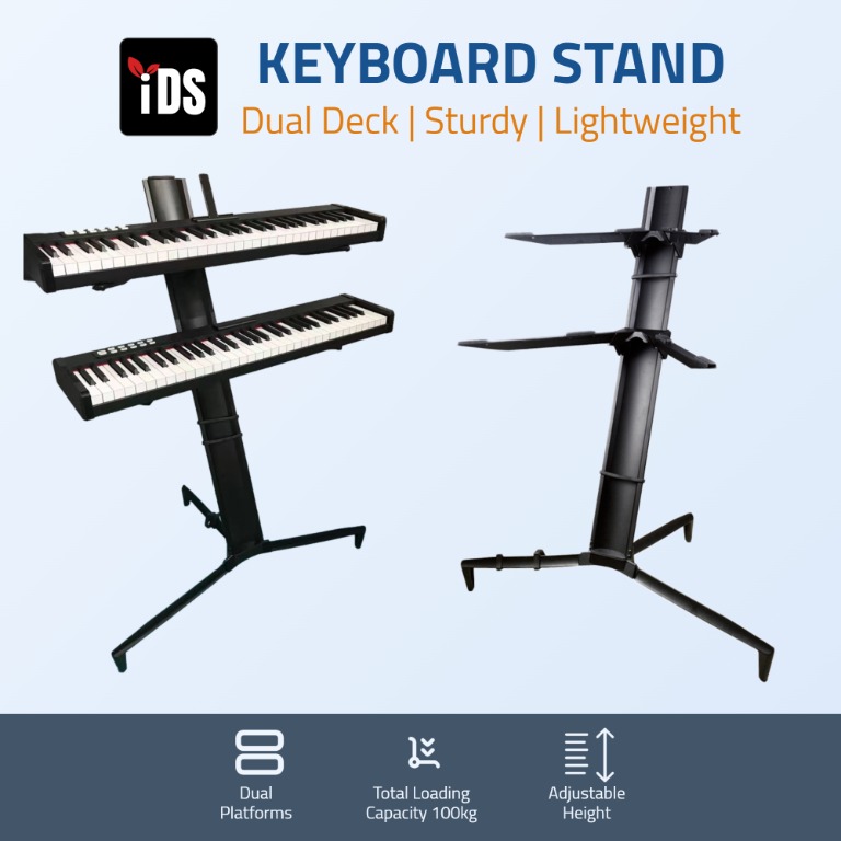 [iDS] Dual 2Tier Keyboard Stand Aluminium Height & Depth Adjustment