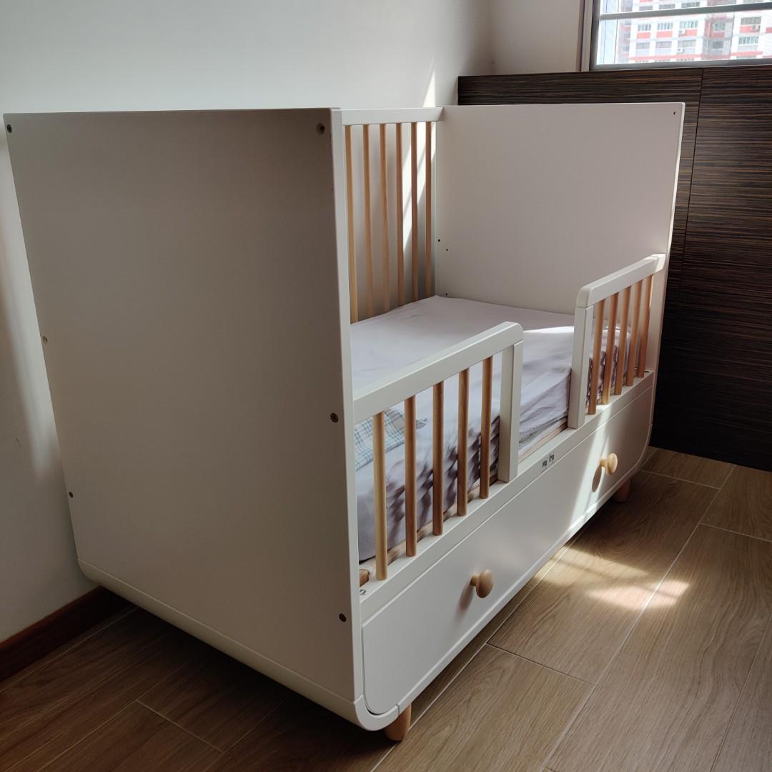 Ikea MYLLRA Cot with drawer, white, 60x120 cm, Babies & Kids, Baby