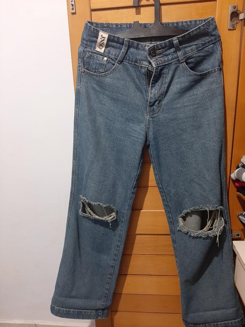 Jiniso highwaist baggy jeans, Fesyen 