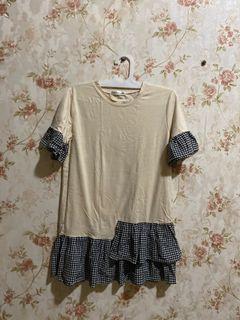 SALE 100K GET 3✨ Ruffle Korean T Shirt | Baju Kaos Korea Wanita Warna Krem