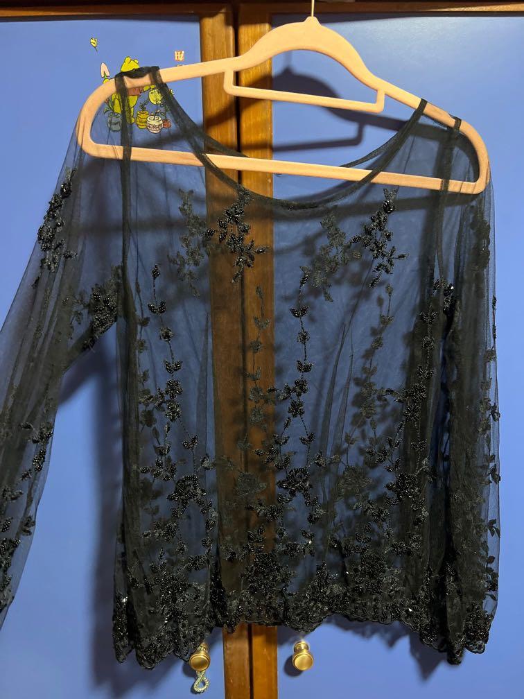 Lace Sequin Top, Women's Fashion, Muslimah Fashion, Tops on Carousell