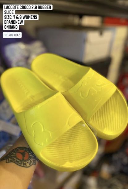 Yellow lacoste deals sliders