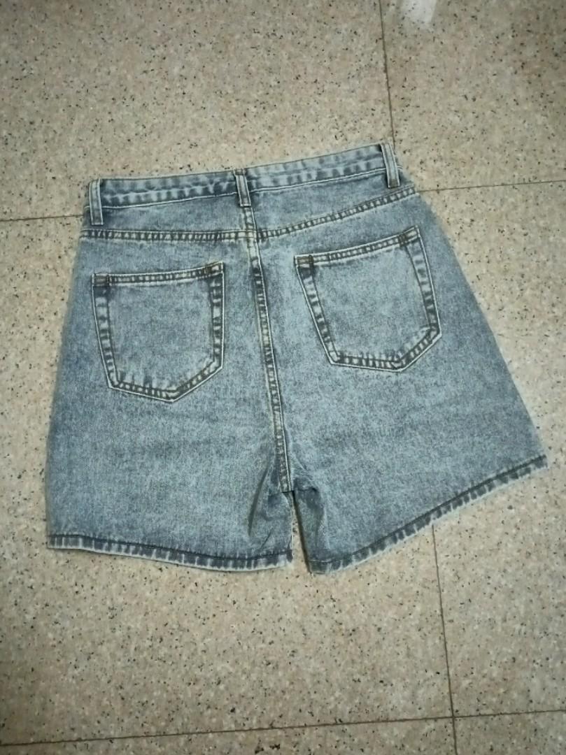 wide leg denim shorts