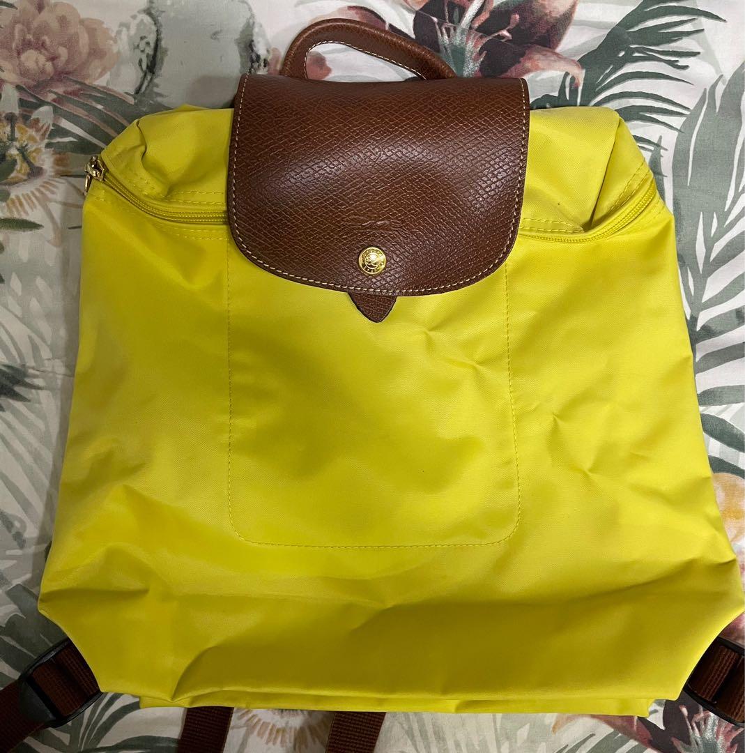 Longchamp Backpack Yellow Mustard, Women's Fashion, Bags & Wallets