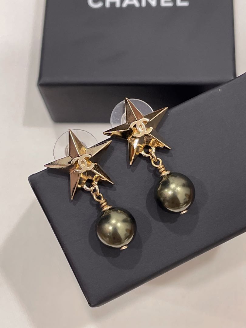 New Chanel Star Pearl Earrings Luxury Accessories On Carousell