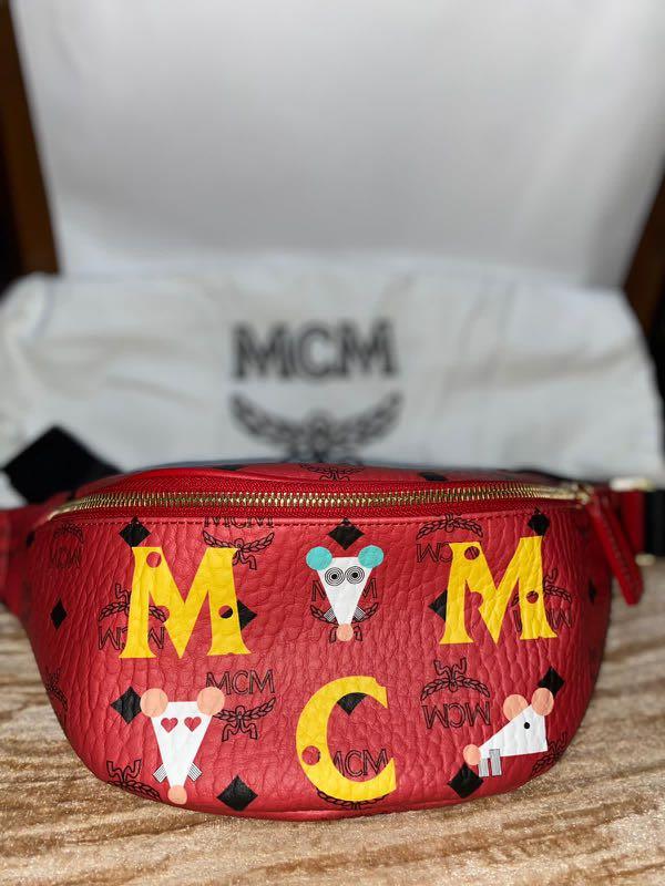 Mcm red cheap belt bag
