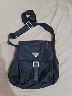 Prada vintage black nylon messenger bag