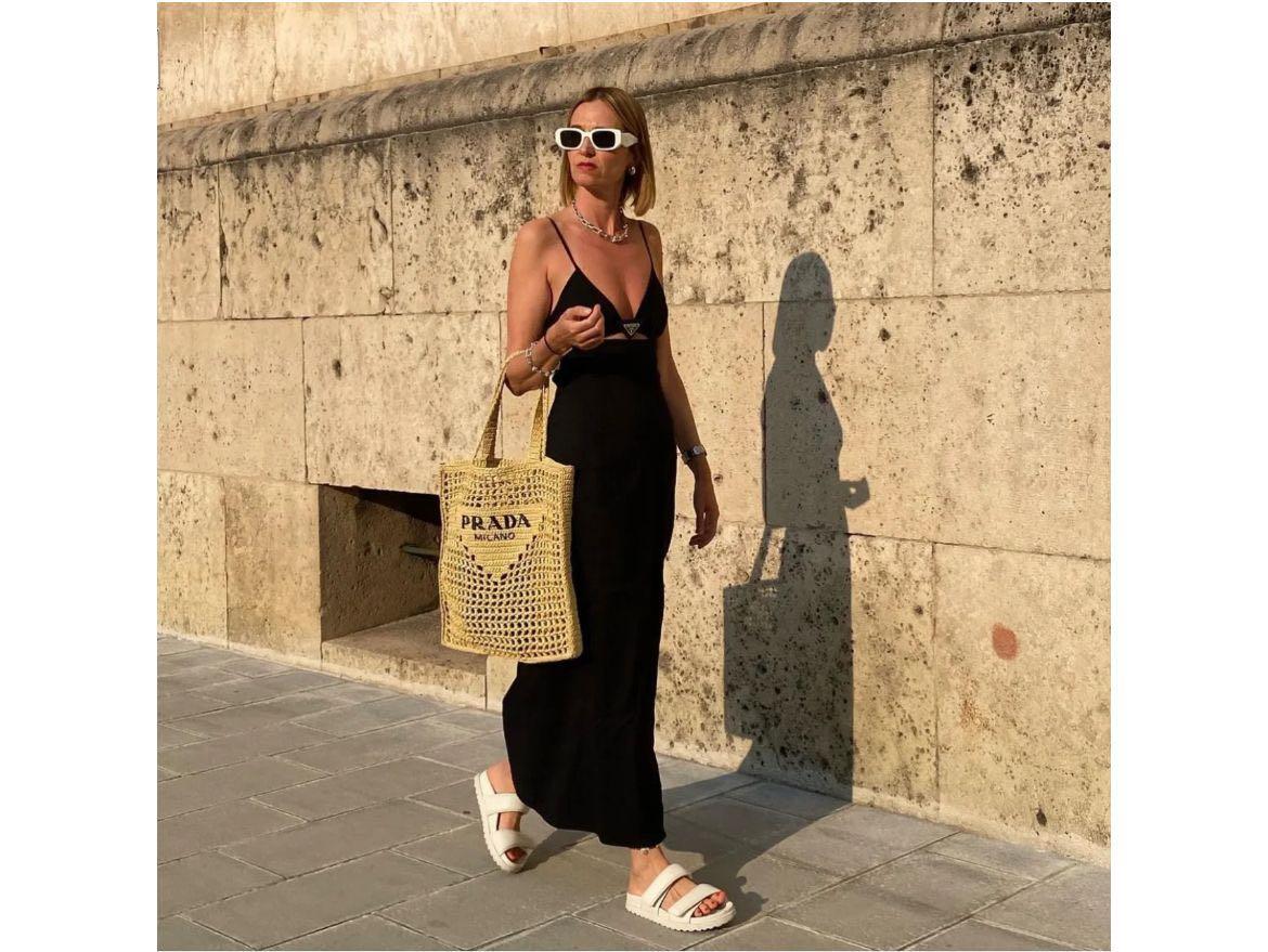 Prada raffia tote bag tan