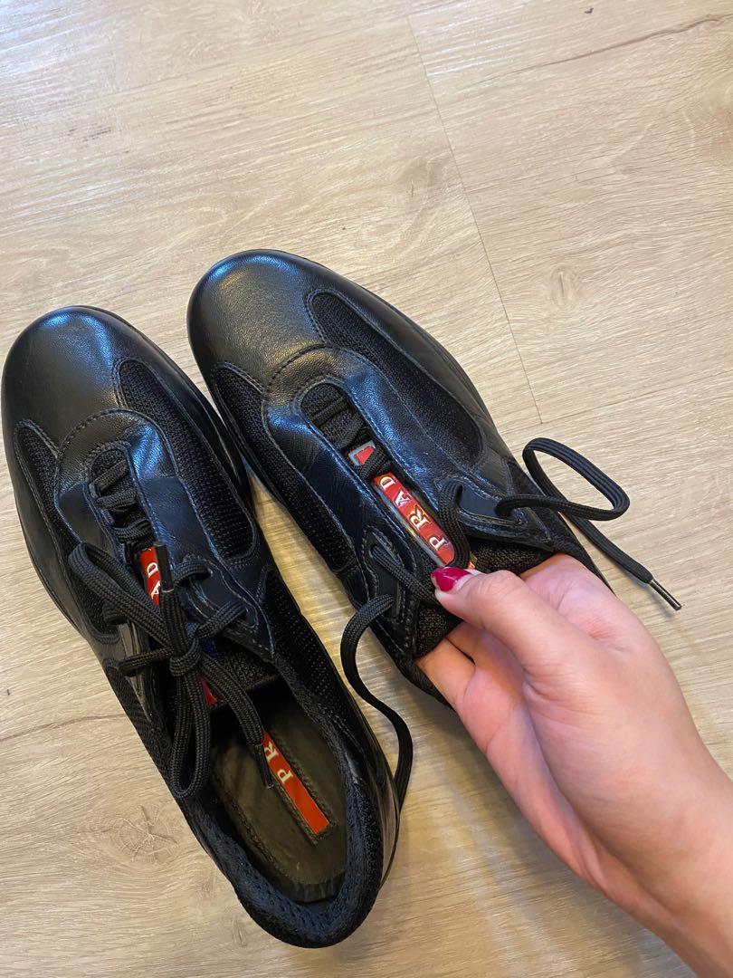 shiny prada sneakers