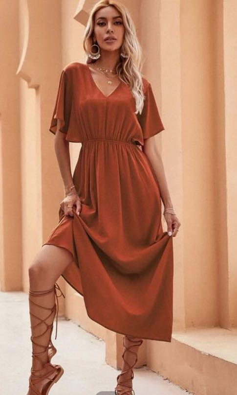 Boho burnt shop orange dress