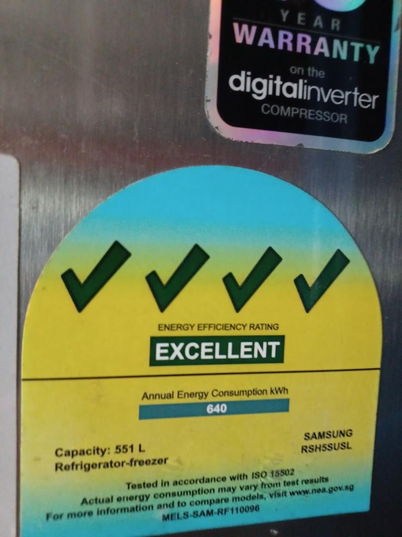 Samsung side by side refrigerator fridge inverter 4ticks 551L net