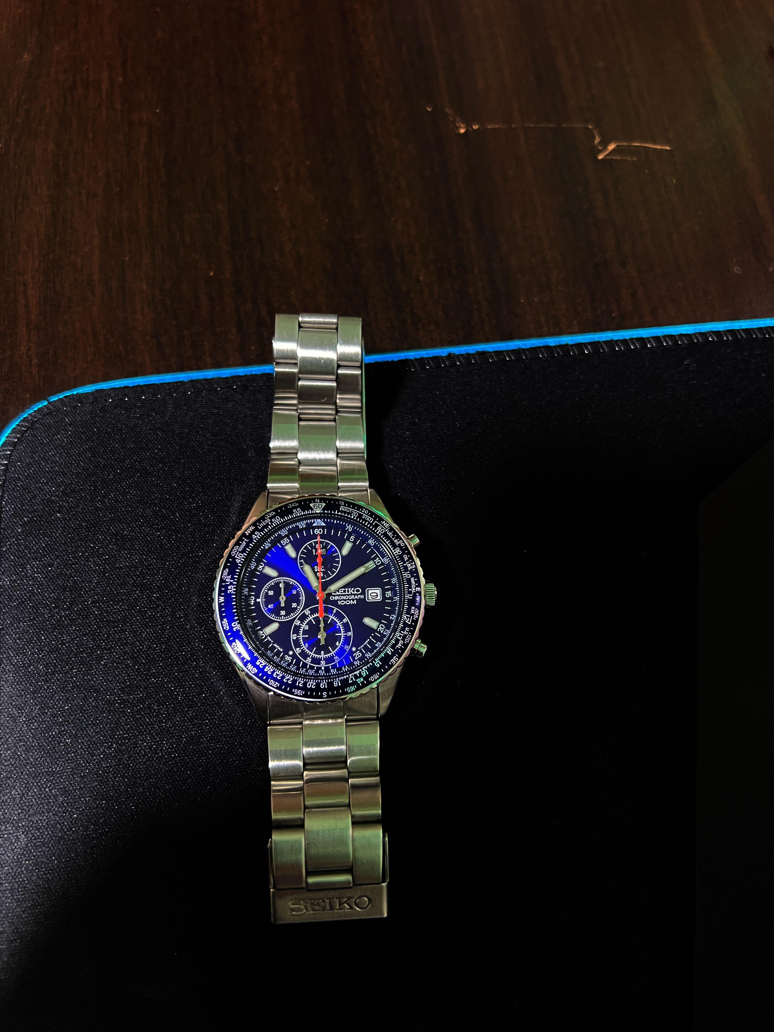 Seiko Chronograph Blue 7T92-OCFO, Men's Fashion, Watches & Accessories,  Watches on Carousell