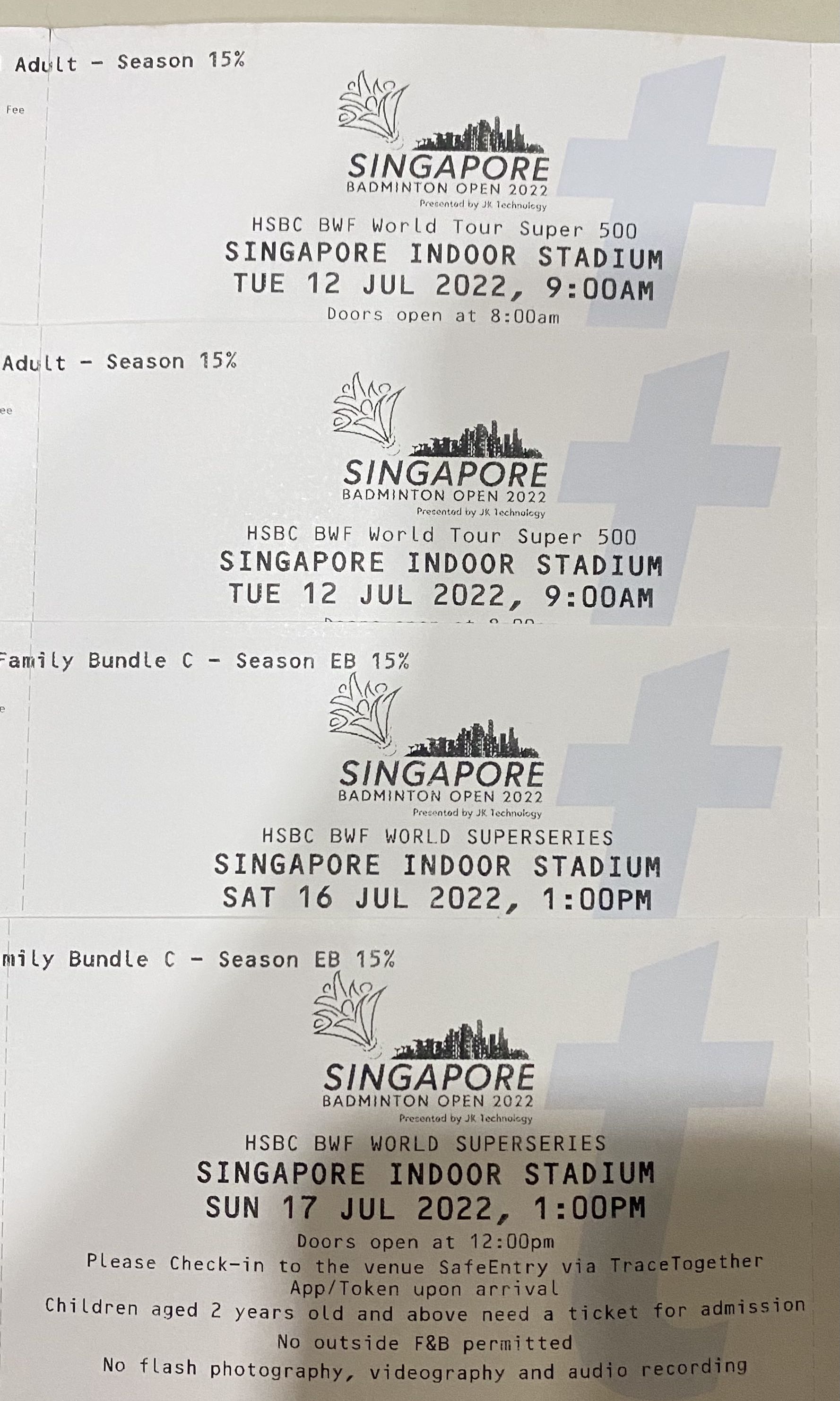 Singapore Badminton Open 2022 Tickets, Tickets & Vouchers, Event
