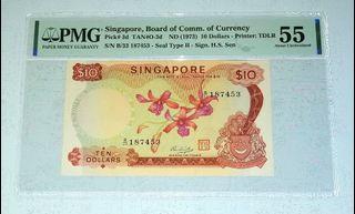 Singapore Orchid series $10 PMG55 graded