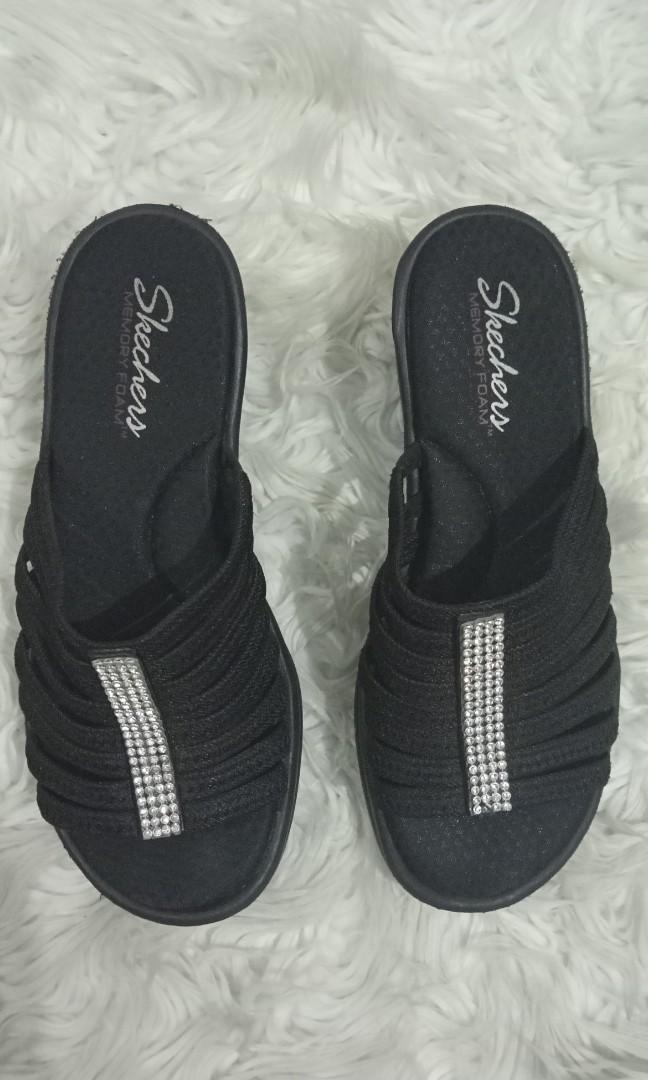 Sketchers Women s Rumblers Hotshot Black Platform with Rhinestones