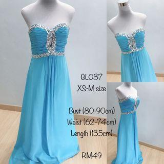 Sky blue channel design dinner dress