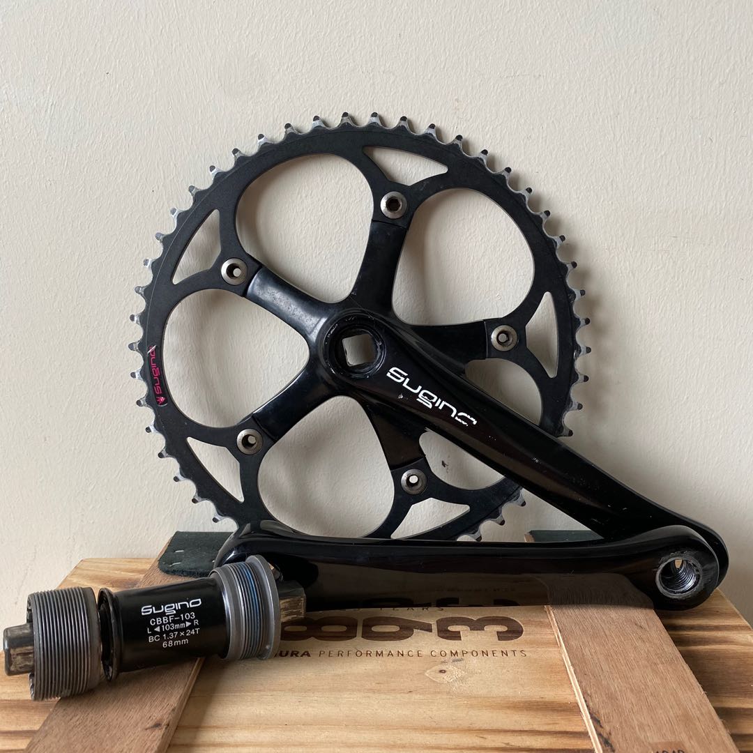 Lot De Plateaux Sugino 53/39 Dents - BCD 130, 9/10/11 Vitesses, Finition Gunmetal Gris Argenté