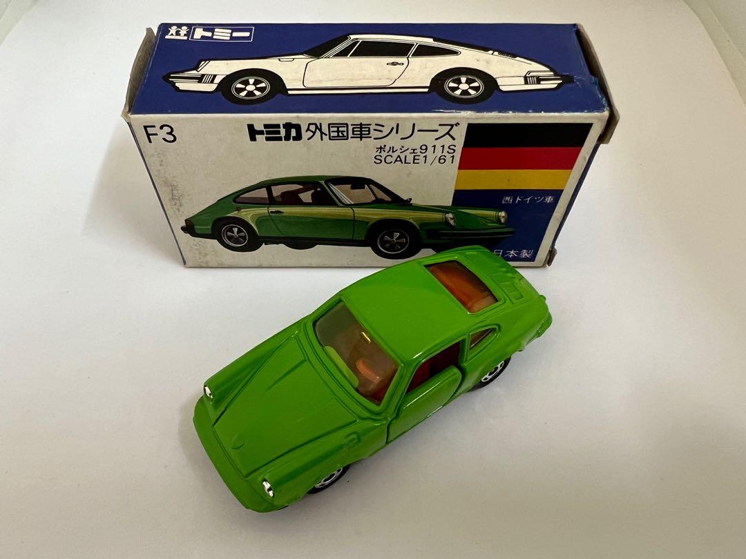 Tomica F3-1-1 Porsche 911S (黃色窗· 初版雙面日文字盒)